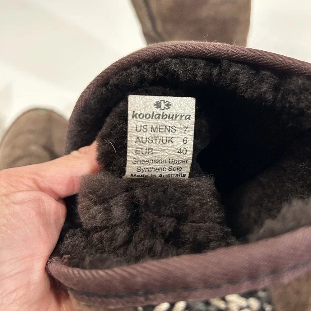 Koolaburra Tall Sheepskin Boots Women Size 8 Brown Suede Shearling EU 40